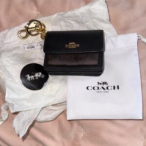 NWT - Coach Black and Maple Signature Leather Mini Klare Bag Charm